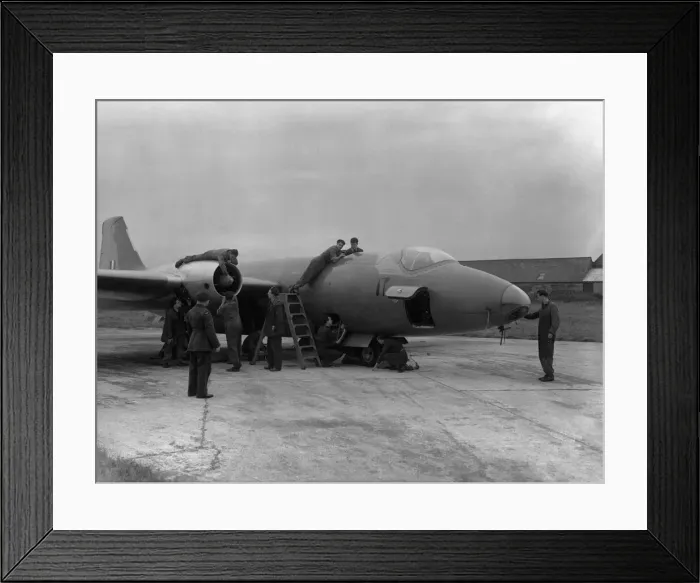 Framed Print : A English Electric Canberra is given a inspection in preparation for Battle of Britain Framed Print : A English Electric Canberra is given a inspection in preparation for Battle of Britain