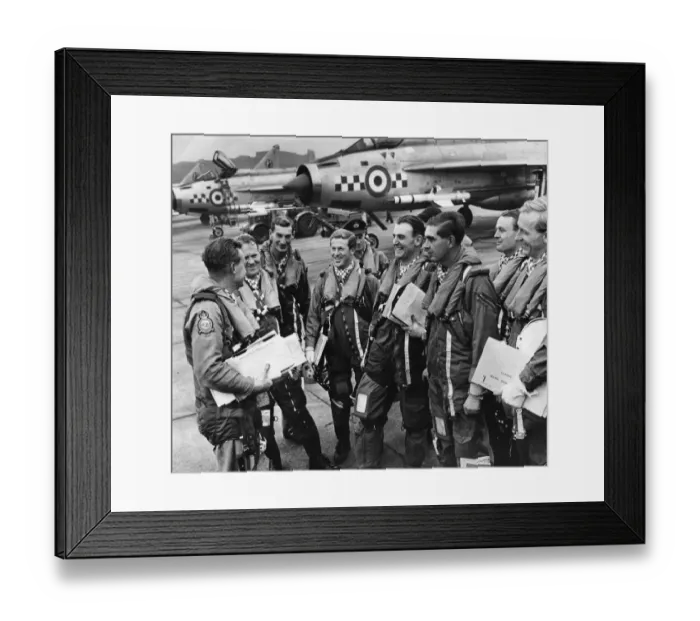 Framed Print : Wing commander Bryan Cox (left) commanding officer of 19 Lightning Squadron gives a final