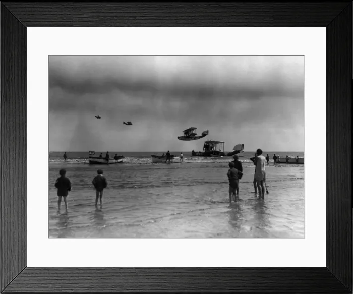 Framed Print : Supermarine Southampton flying boats seen during a flying display off the beaches of