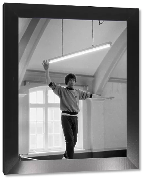 Actor Michael Crawford works out on the high wire. 8th April 1981
