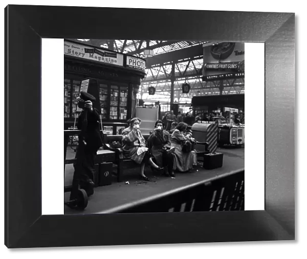 Tea time at Waterloo Station, London. 3rd April 1957