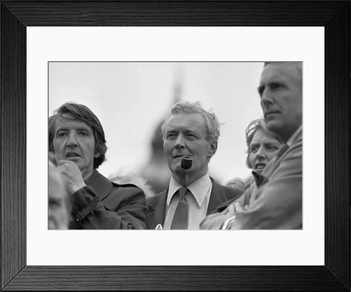 Framed Print : MP Dennis Skinner (left) stands alongside Tony Benn on the platform of the Labour Party Framed Print : MP Dennis Skinner (left) stands alongside Tony Benn on the platform of the Labour Party