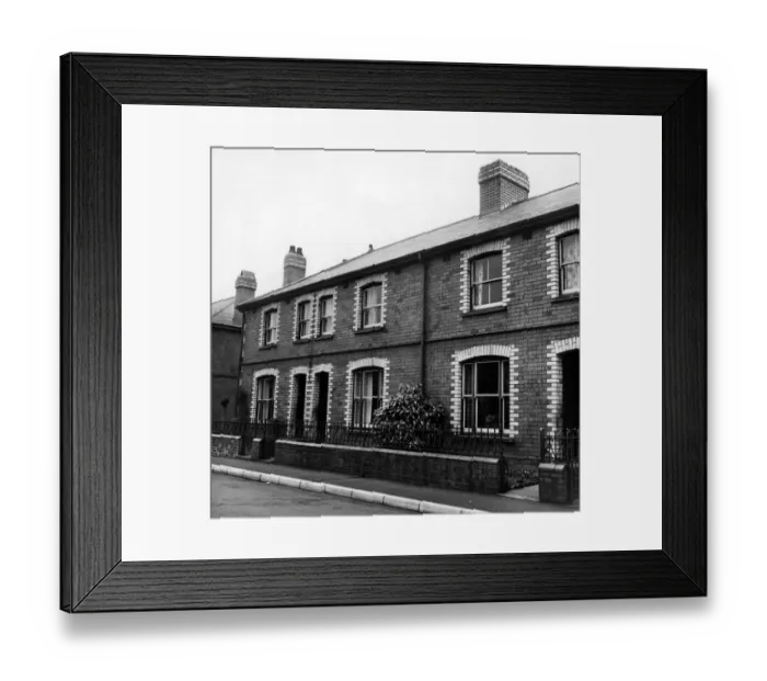 Framed Print : Council houses in Risca. The councils differential rents scheme has caused uproar in