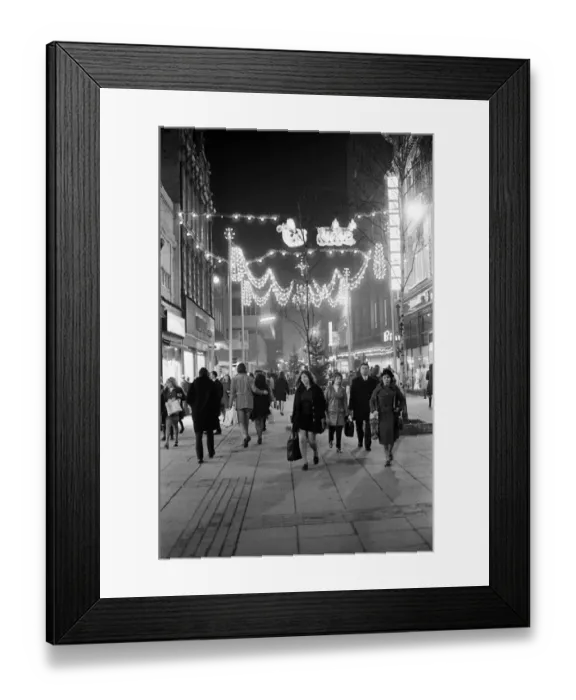 Framed Print : Xmas lights, Cleveland Centre. Middlesbrough, North Yorkshire, 1972 Framed Print : Xmas lights, Cleveland Centre. Middlesbrough, North Yorkshire, 1972