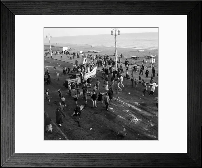 Framed Print : Lorry Battle. Students rag afternoon. A battle of flour and soot on Marine Parade Framed Print : Lorry Battle. Students rag afternoon. A battle of flour and soot on Marine Parade