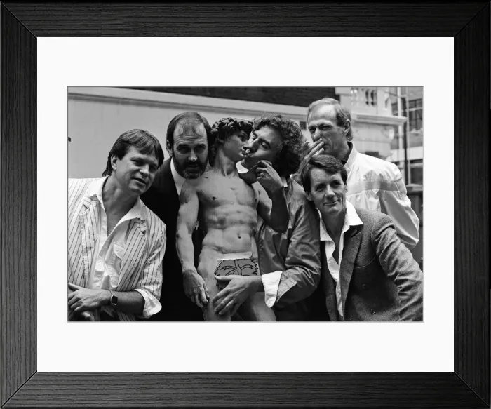 Framed Print : The Monty Python team (minus Eric Idle) back together again to promote the release of Framed Print : The Monty Python team (minus Eric Idle) back together again to promote the release of