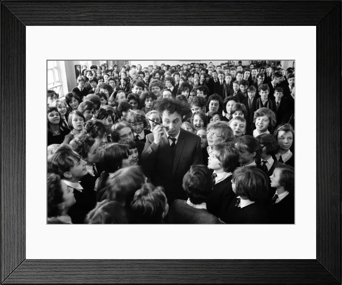 Framed Print : Comedian Ken Dodd lecturing students in Birmingham. 23rd March 1962 Framed Print : Comedian Ken Dodd lecturing students in Birmingham. 23rd March 1962