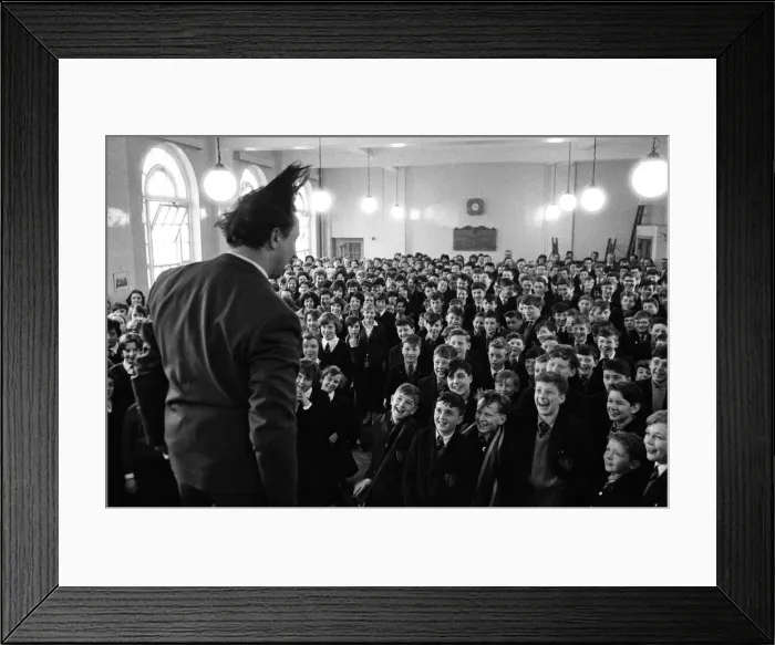 Framed Print : Comedian Ken Dodd lecturing students in Birmingham. 23rd March 1962 Framed Print : Comedian Ken Dodd lecturing students in Birmingham. 23rd March 1962