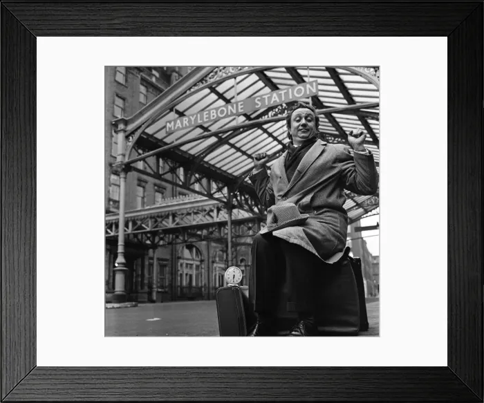Framed Print : Comedian Ken Dodd at Marylebone Station, London. 13th April 1964 Framed Print : Comedian Ken Dodd at Marylebone Station, London. 13th April 1964