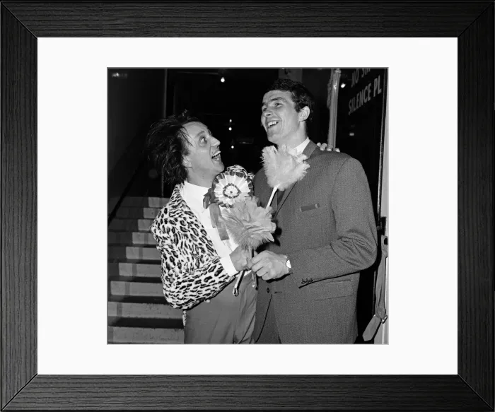 Framed Print : Comedian Ken Dodd is pictured with Liverpool footballers. 30th April 1965 Framed Print : Comedian Ken Dodd is pictured with Liverpool footballers. 30th April 1965