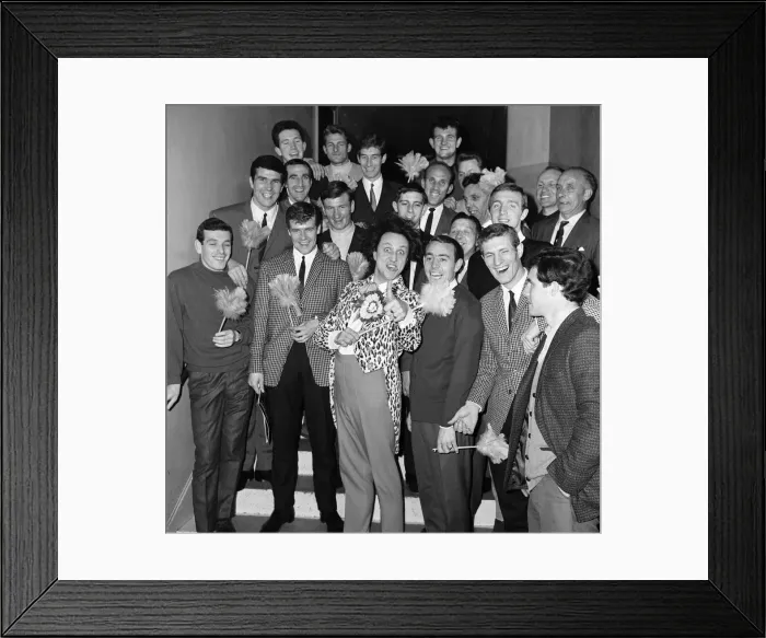 Framed Print : Comedian Ken Dodd is pictured with Liverpool footballers. 30th April 1965