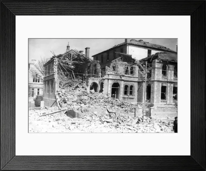 Framed Print : Bomb damaged Blind Institution, North Hill, Plymouth 1st May 1941 Framed Print : Bomb damaged Blind Institution, North Hill, Plymouth 1st May 1941
