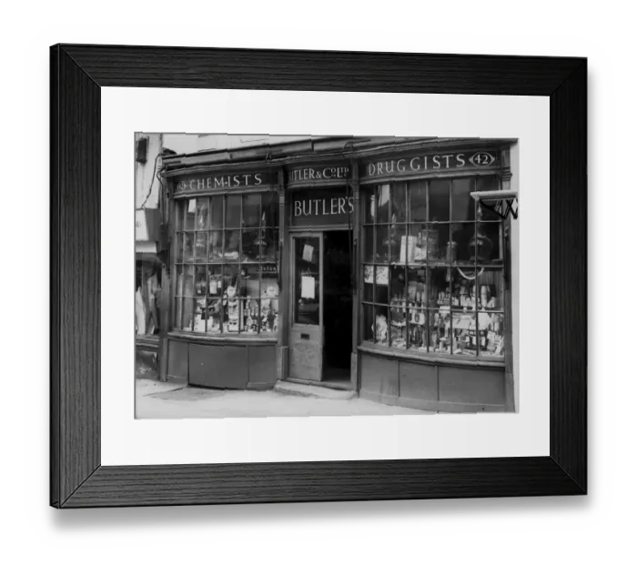 Framed Print : Butler and co Chemists No. 42 Old Market, Bristol 1957 Framed Print : Butler and co Chemists No. 42 Old Market, Bristol 1957