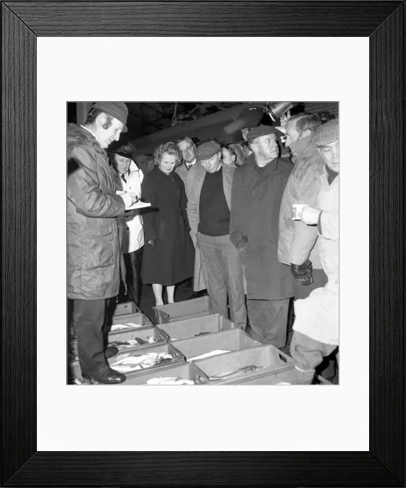 Framed Print : MP Margaret Thatcher visits Bristol fish market, 23 Feb 1976 Framed Print : MP Margaret Thatcher visits Bristol fish market, 23 Feb 1976