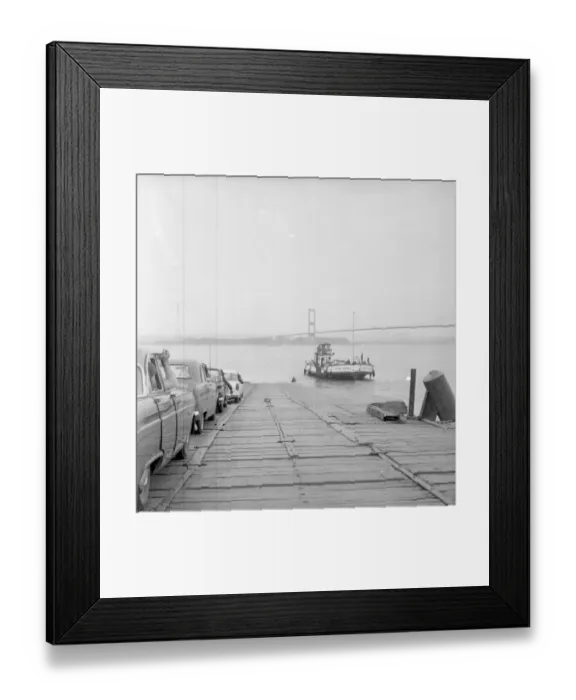 Framed Print : Cars waiting for the severn river ferry the Severn Princess that ran from Beachley to Framed Print : Cars waiting for the severn river ferry the Severn Princess that ran from Beachley to