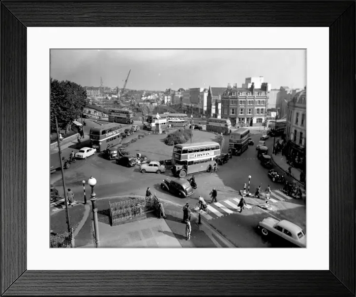 Framed Print : Horsefair, Bristol seen here in the early 1950s, with the foundation work for Lewis Framed Print : Horsefair, Bristol seen here in the early 1950s, with the foundation work for Lewis