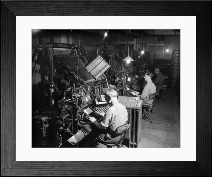 Framed Print : Bristol Evening Post - linotype machines in the 1950s Framed Print : Bristol Evening Post - linotype machines in the 1950s