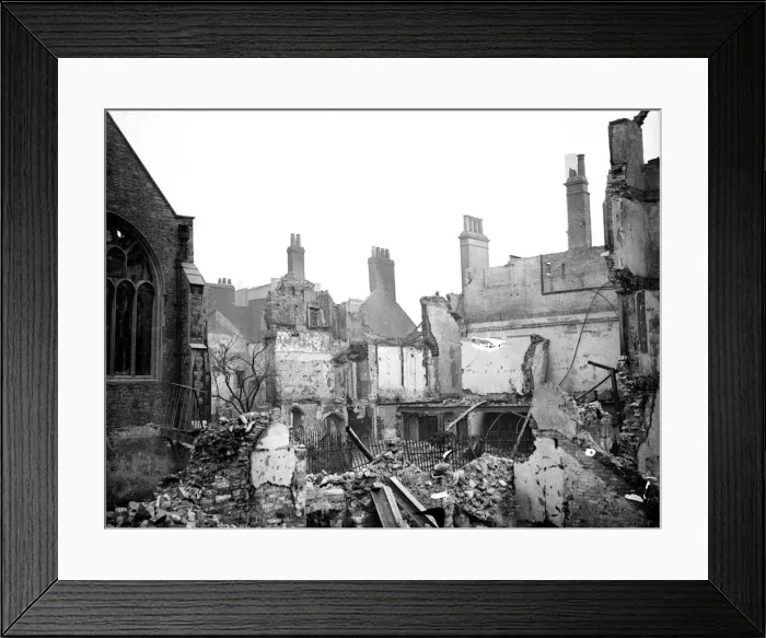 Framed Print : Bristol, St Peters Hospital and the Register Office. 28th November 1940 Framed Print : Bristol, St Peters Hospital and the Register Office. 28th November 1940