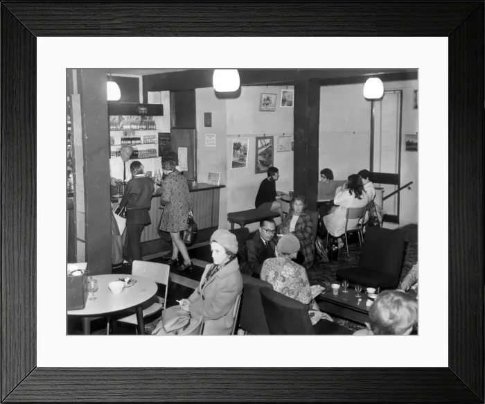 Framed Print : The cafe at the Folk House in Park Street, 1970 Framed Print : The cafe at the Folk House in Park Street, 1970