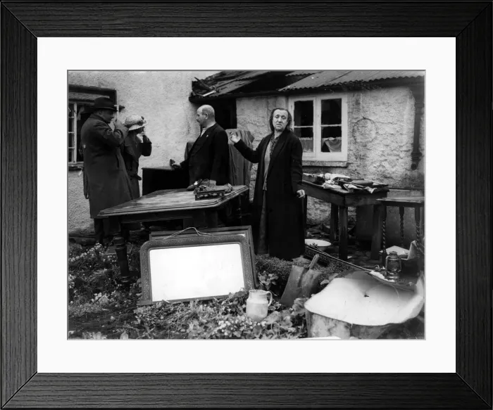 Framed Print : Almondsbury residents with their few remaining possessions following the bombing raid Framed Print : Almondsbury residents with their few remaining possessions following the bombing raid