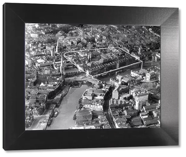 An aerial view showing the St Mary Le Port area of Bristol before the Blitz Circa June