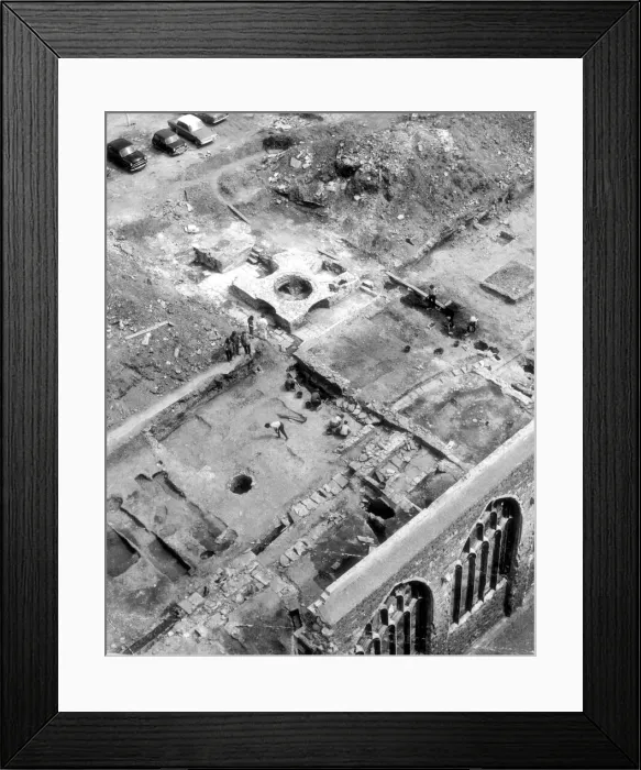 Framed Print : Excavation at Temple Church, Bristol in 1971. It was bombed during the war but the famous