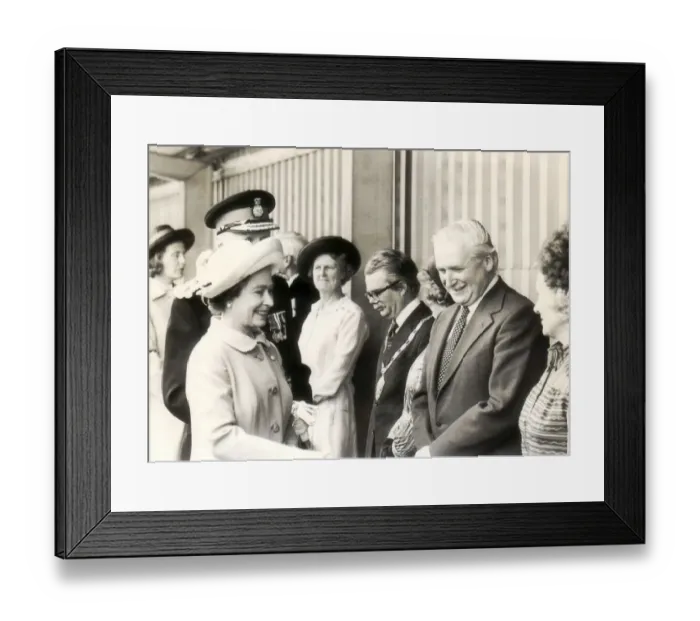 Framed Print : The Queen arrives at Bristol Parkway train station for a royal visit to the west in July Framed Print : The Queen arrives at Bristol Parkway train station for a royal visit to the west in July