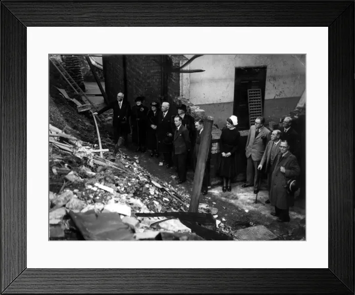Framed Print : Council and medical staff inspect the damage to Bristols Children Framed Print : Council and medical staff inspect the damage to Bristols Children