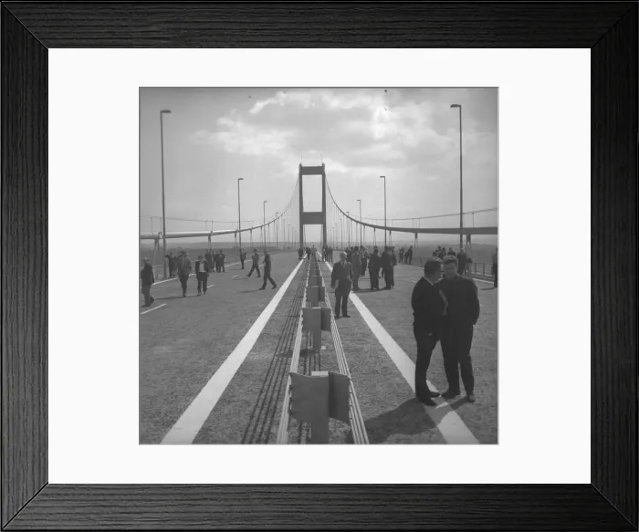 Framed Print : The construction of the first Severn Bridge opened by Queen Elizabeth II in 1966 Framed Print : The construction of the first Severn Bridge opened by Queen Elizabeth II in 1966