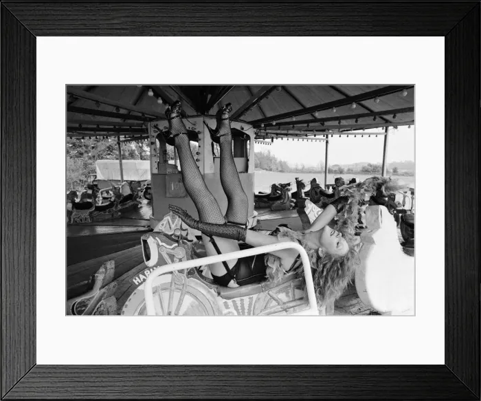 Framed Print : Actress Helen Mirren wearing a fishnet tights portraying character of fairground stripper Framed Print : Actress Helen Mirren wearing a fishnet tights portraying character of fairground stripper