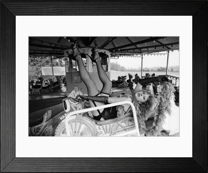Framed Print : Actress Helen Mirren wearing a fishnet tights portraying character of fairground stripper Framed Print : Actress Helen Mirren wearing a fishnet tights portraying character of fairground stripper