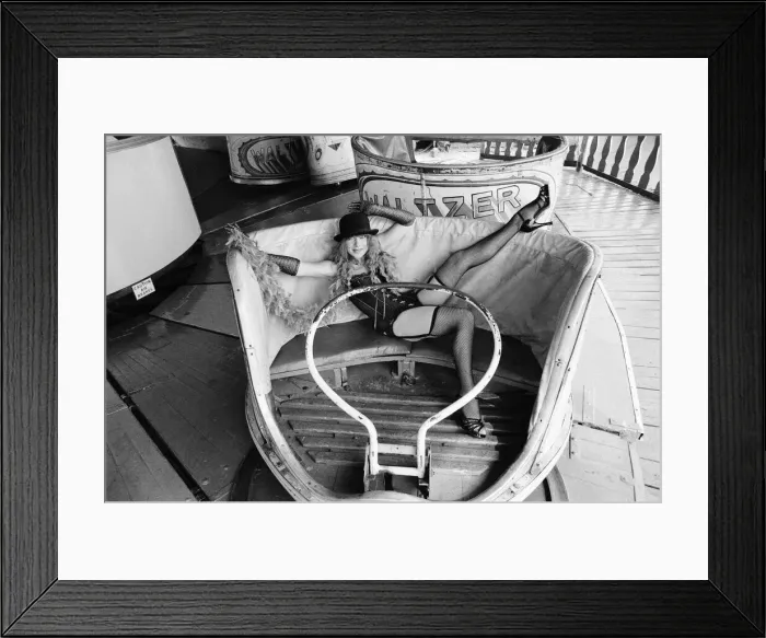 Framed Print : Actress Helen Mirren wearing a fishnet tights portraying character of fairground stripper Framed Print : Actress Helen Mirren wearing a fishnet tights portraying character of fairground stripper