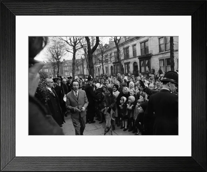 Framed Print : Comedian Ken Dodd opens flats in Ducie Street and Beaconsfield Street, Toxteth, Liverpool Framed Print : Comedian Ken Dodd opens flats in Ducie Street and Beaconsfield Street, Toxteth, Liverpool