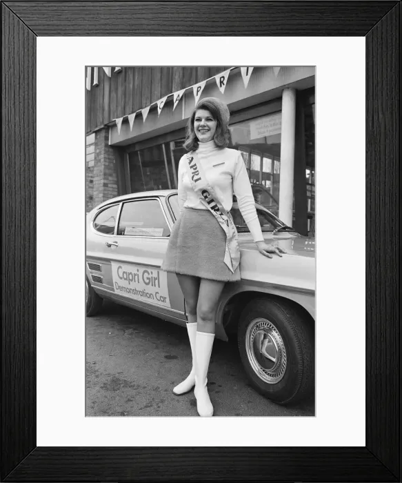 Framed Print : The launch of The Ford Capri Mk1. Picture taken at a showroom of car dealer Dennis Framed Print : The launch of The Ford Capri Mk1. Picture taken at a showroom of car dealer Dennis