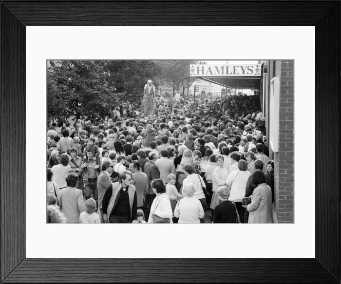Framed Print : Grand opening of Hamleys Toy Shop, Bull Street, Birmingham, 12th October 1985 Framed Print : Grand opening of Hamleys Toy Shop, Bull Street, Birmingham, 12th October 1985