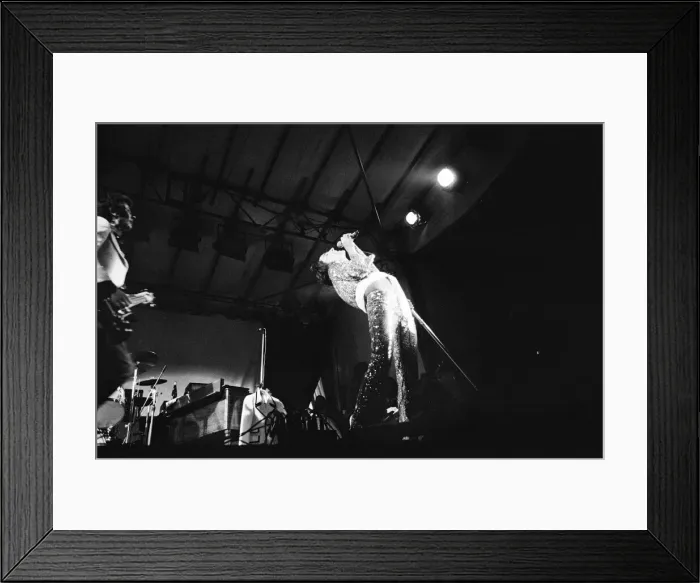 Framed Print : Rod Stewart (right) and bass player Ronnie Lane (left) onstage The Faces