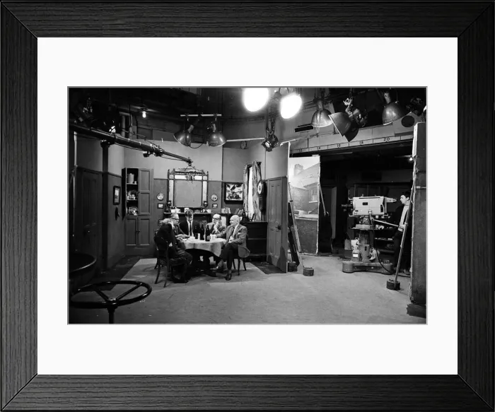 Framed Print : The cast of Coronation Street on set. Jack Howarth as Albert Tatlock Framed Print : The cast of Coronation Street on set. Jack Howarth as Albert Tatlock