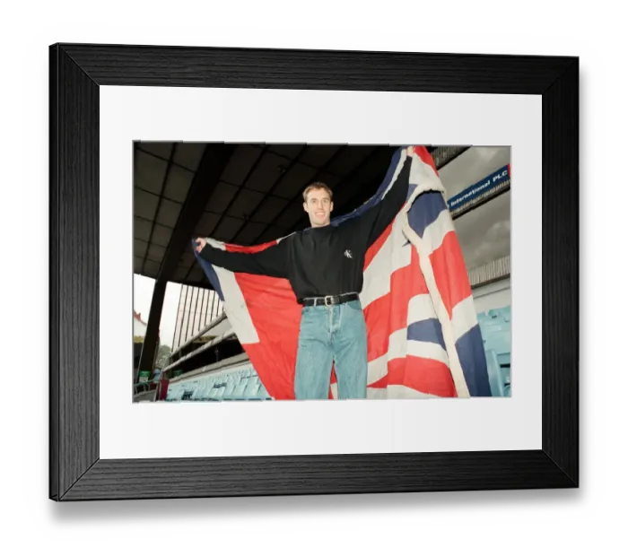 Framed Print : Aston Villa football player Gareth Southgate celebrates his England call up Framed Print : Aston Villa football player Gareth Southgate celebrates his England call up