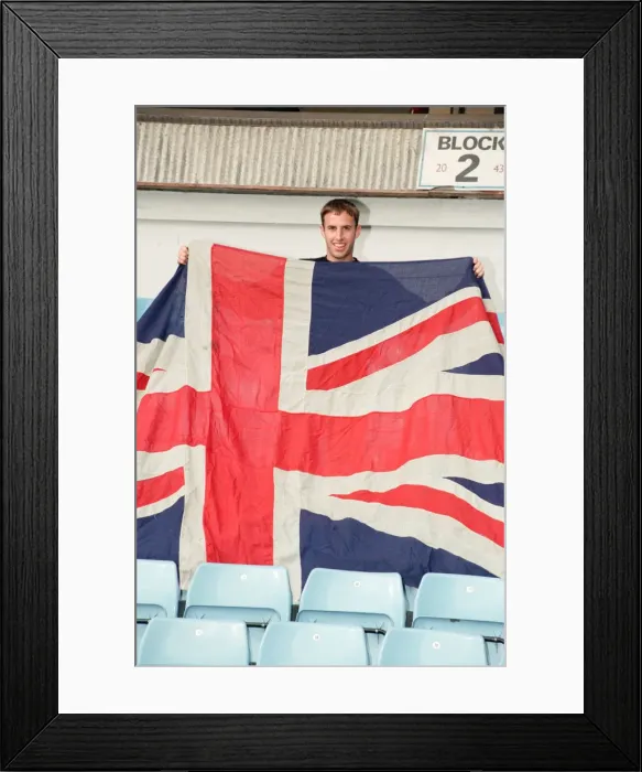 Framed Print : Aston Villa football player Gareth Southgate celebrates his England call up Framed Print : Aston Villa football player Gareth Southgate celebrates his England call up