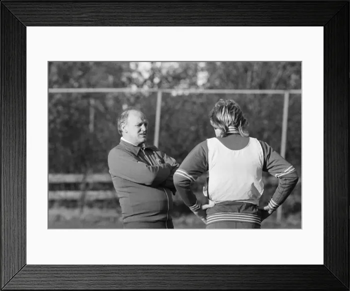 Framed Print : Ron Greenwood, England football manager at a training session today ahead of England Framed Print : Ron Greenwood, England football manager at a training session today ahead of England
