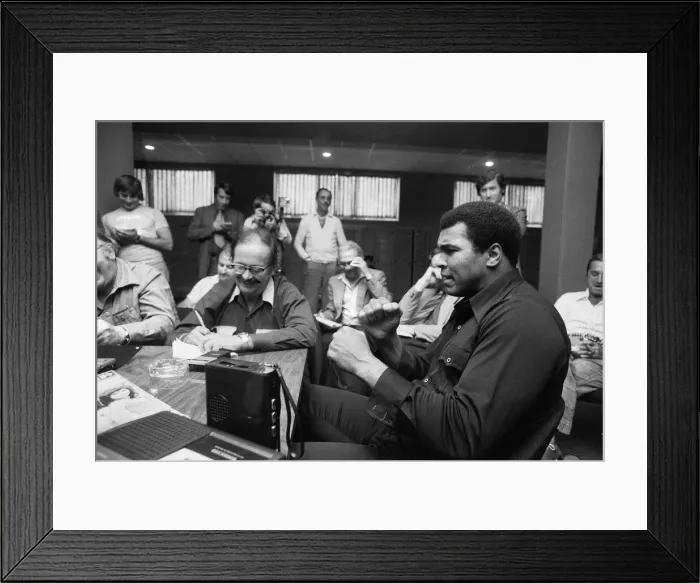 Framed Print : Muhammad Ali talking to repoters at the Concord Hotel in Catskill Mountains Framed Print : Muhammad Ali talking to repoters at the Concord Hotel in Catskill Mountains