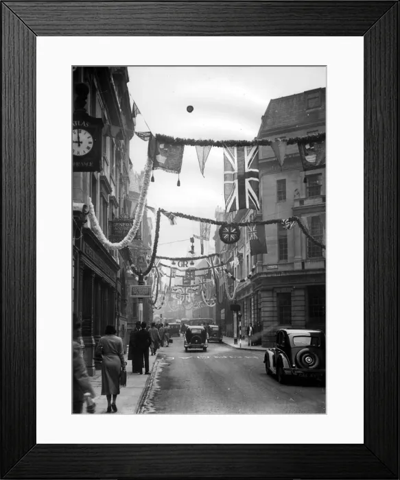Framed Print : King George VI Coronation decoration in. Clare Street, Bristol May 1937