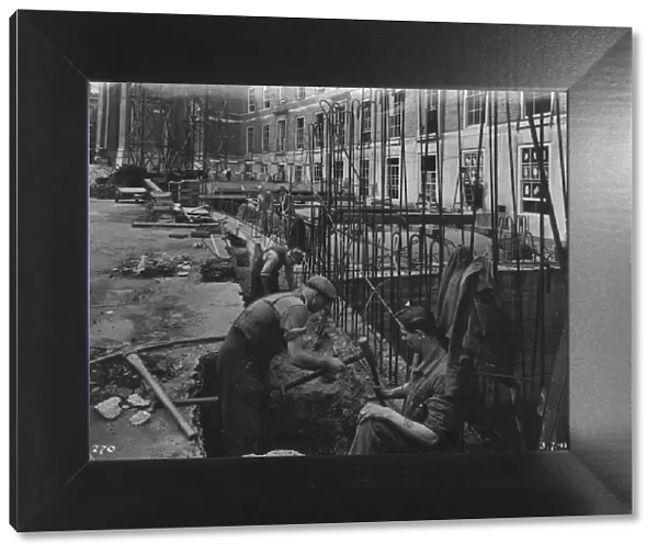 Workmen busy on Bristols new Council housing in July 1948