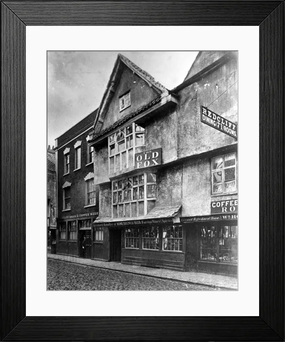 Framed Print : Redcliffe Brass and Copper Works, The Old Fox, and Redcliffe Dining Rooms, Circa 1910s