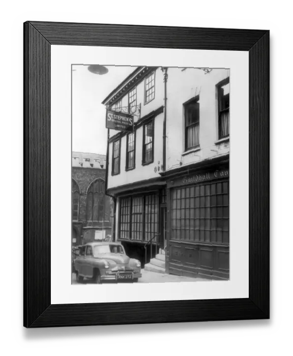 Framed Print : St Stephens Bristol Press, Broad Street, 1955, home of the Bristol Mercury newspaper