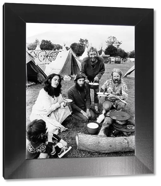 A group of campers from Bradford-on-Avon at the 1982 Glastonbury Festival