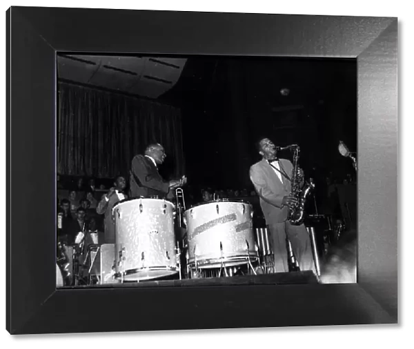 Jazz musicians Lionel Hampton and Eddie Chamblee at the Colston Hall in 1956