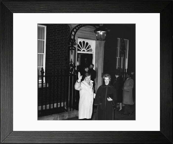 Framed Print : William Roache and his wife Sarah arrive for reception at Number 10 Downing Street