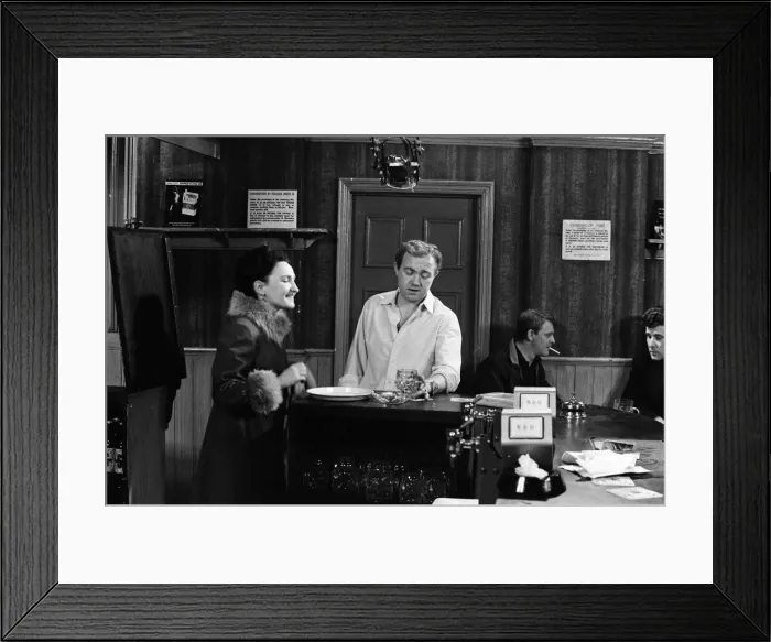 Framed Print : The cast of Coronation Street on set. Eileen Derbyshire is pictured in Framed Print : The cast of Coronation Street on set. Eileen Derbyshire is pictured in