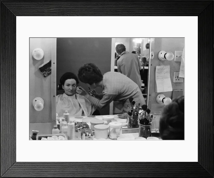Framed Print : The cast of Coronation Street on set. Eileen Derbyshire in make-up Framed Print : The cast of Coronation Street on set. Eileen Derbyshire in make-up